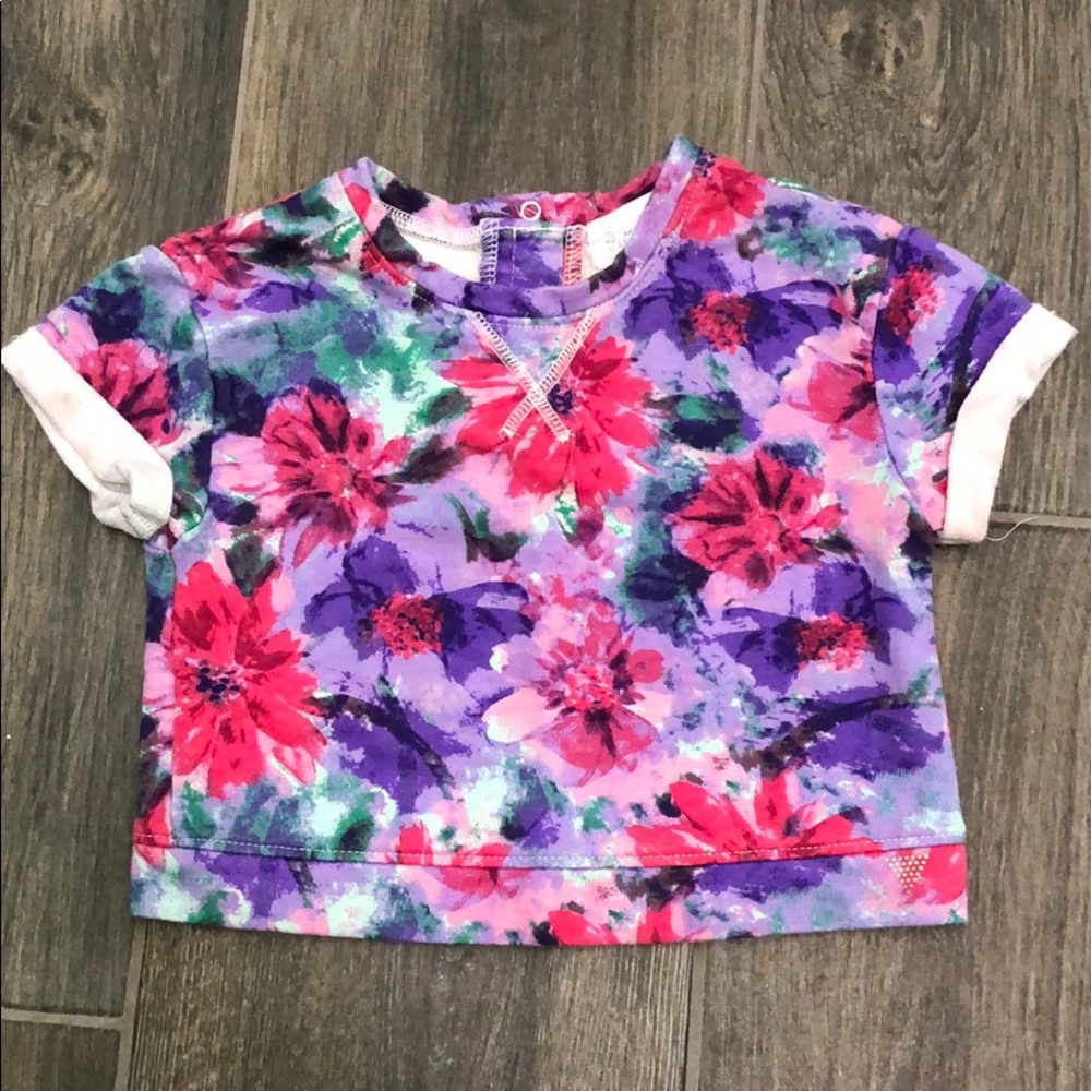 4T pink•purple floral•terry sweatshirt material
